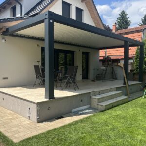 Pergolă EurosanDOOR Pergoline, vedere frontală, structură din aluminiu modernă