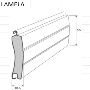 Ușă tip rulou - vedere din față, design și finisaj exterior