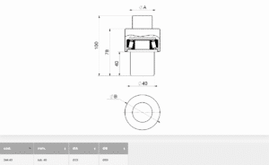 Desen detaliat al balamei inferioare cu rulment pentru poartă